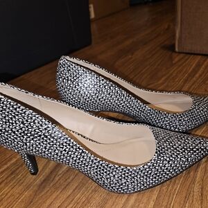Alfani Womens Jeules Dress Pumps Black White Smooth 8M